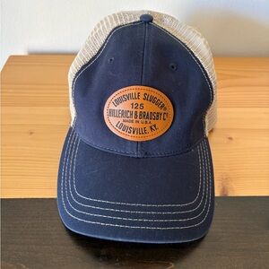 Richardson Louisville Slugger 125 Navy & Beige Mesh Trucker Hat Snapback M/L